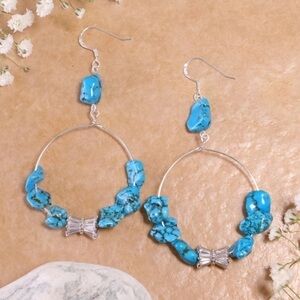 Rachel Maddison Reconstituted Turquoise & Sterling Silver Taos Hoop Drop Earring